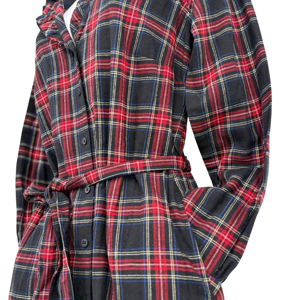 NWT Brooks Brothers Red Plaid Shirt Dress Belted Flannel Heritage Classic Sz 4 - Picture 5 of 12